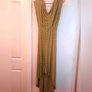 Lime Striped High Low Dress
